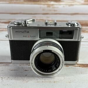 Minolta Easy Flash Film Camera - Silver and Black